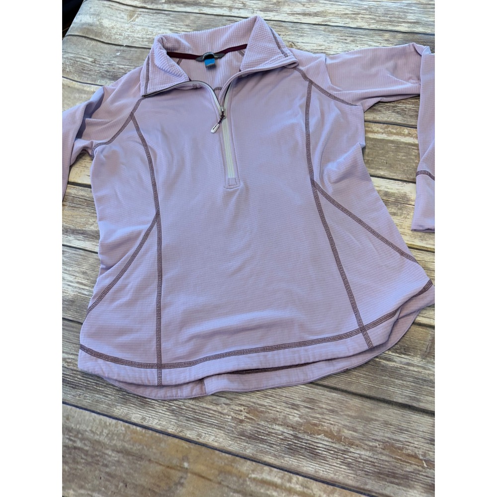 Eddie Bauer Womens Large Purple Waffle Knit‎ Lightweight Quarter Zip Outdoors